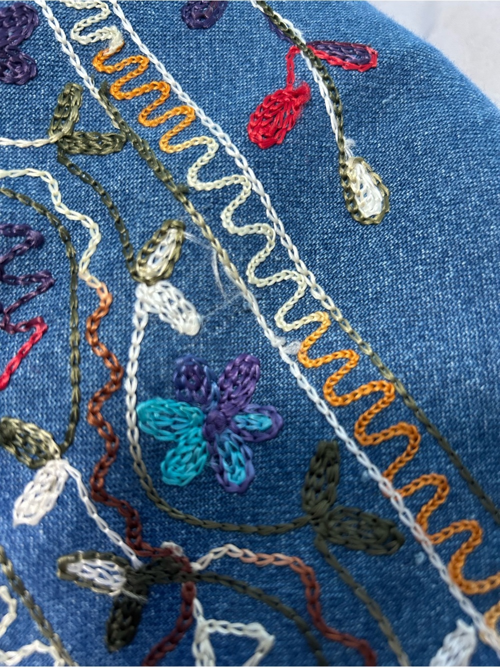 Units Vintage Embroidered Denim Jean Jacket Shackleton Relaxed Fit Size Medium - Picture 11 of 12